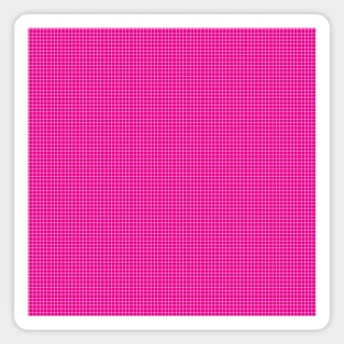 Hot Pink and White Grid Pattern Graph Check Stripes Magnet